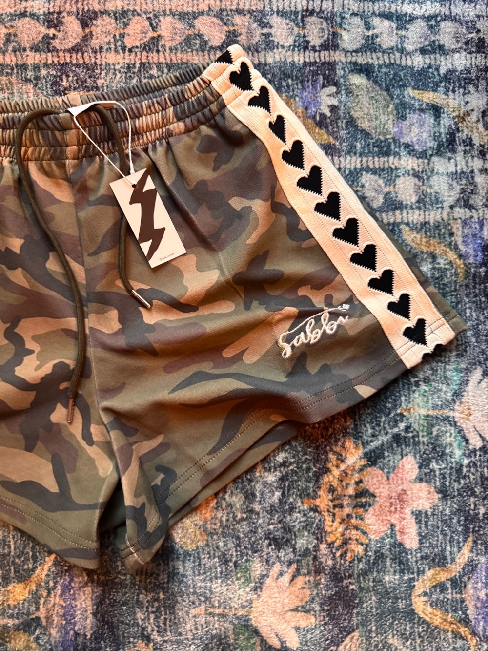 NWT Sabbi the Raving Hearts Mini Shorts in Camoflauge - Picture 4 of 11